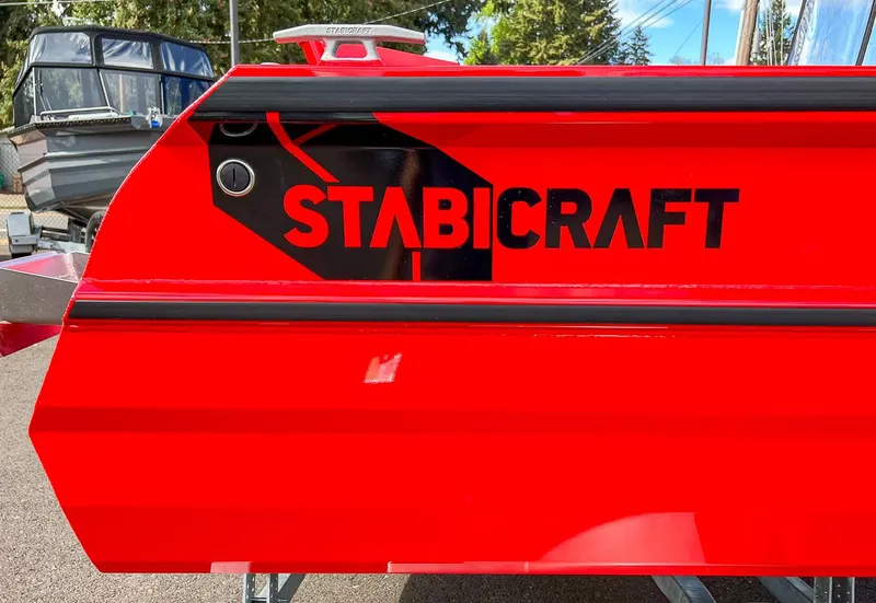 Slide: The Image of Red 2025 Stabicraft 1850 Fisher boat with bold logo. - 23