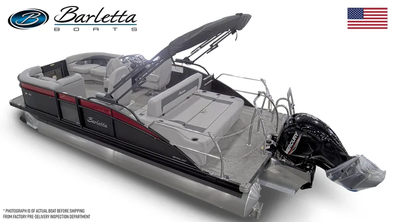 Slide: The Image of 2025 Barletta ARIA 20UC pontoon boat with sleek design and modern features. - 3