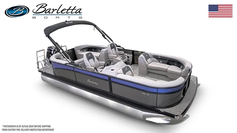 Slide: The Image of 2025 Barletta ARIA 22QC pontoon boat with sleek design and comfortable seating. - 2