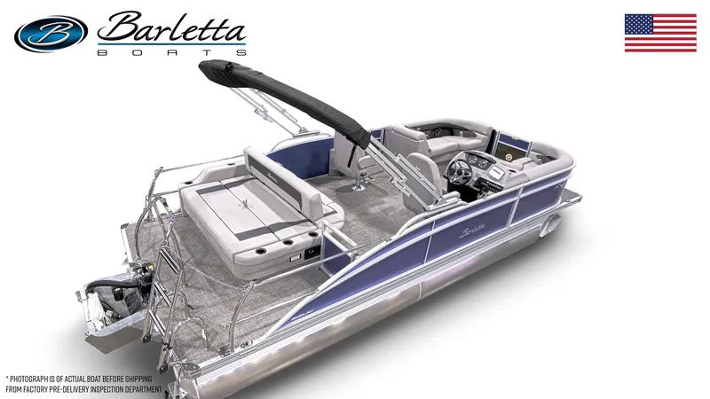 Slide: The Image of 2025 Barletta ARIA 22UC pontoon boat with sleek design and modern features. - 17