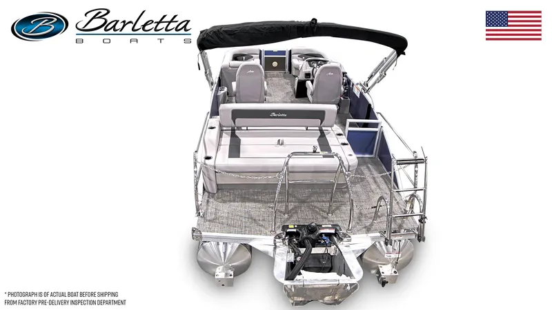 Slide: The Image of 2025 Barletta ARIA 22UC pontoon boat interior with luxurious seating and modern design. - 3