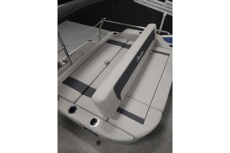 Slide: The Image of 2025 Barletta ARIA 22UC boat interior with sleek seating and cup holders. - 9