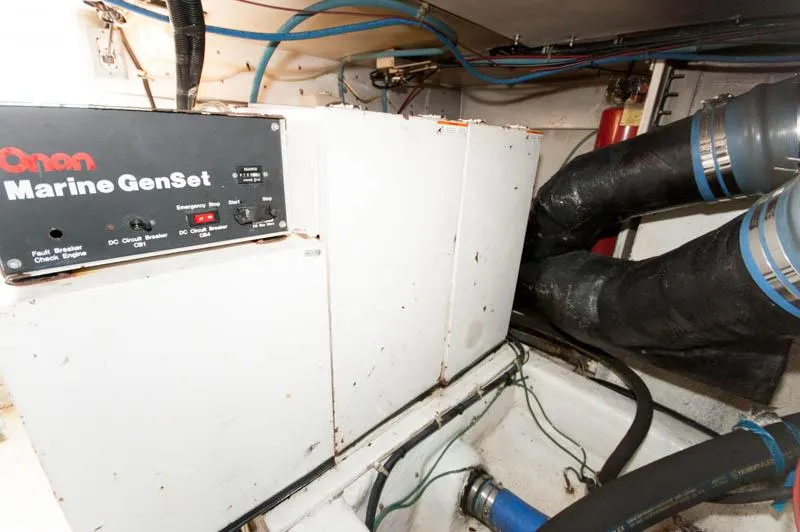 Slide: The Image of Engine room of 1997 Ocean Yachts 53 Super Sport with Onan Marine GenSet. - 38