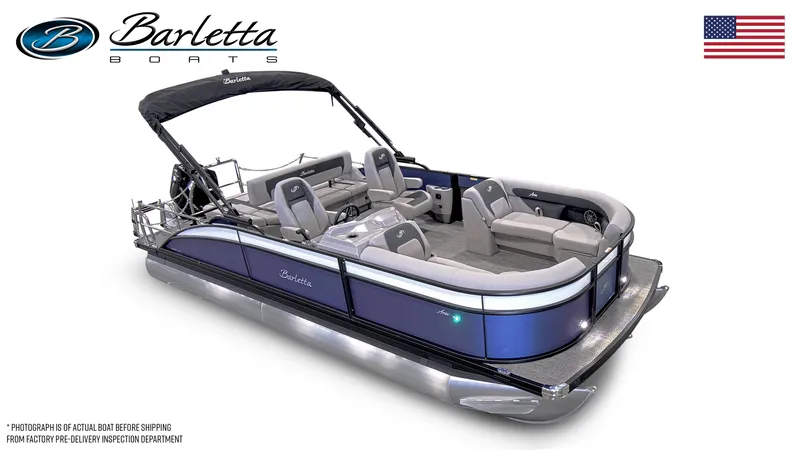 Slide: The Image of 2025 Barletta ARIA 22UC pontoon boat with sleek design and comfortable seating. - 5
