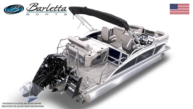 Slide: The Image of 2025 Barletta Cabrio 20UC pontoon boat with sleek design and modern features. - 4
