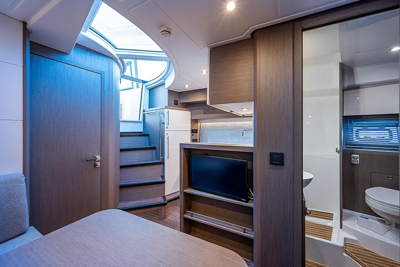 Slide: The Image of Interior of 2022 Beneteau Gran Turismo 45 yacht, featuring modern design and amenities. - 15