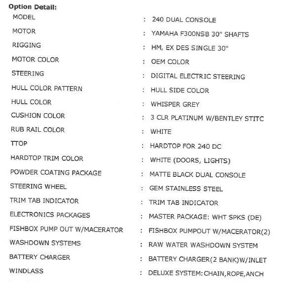 Slide: The Image of 2022 Cobia 240 Dual Console boat options: Yamaha motor, digital steering, whisper grey hull, deluxe system. - 30