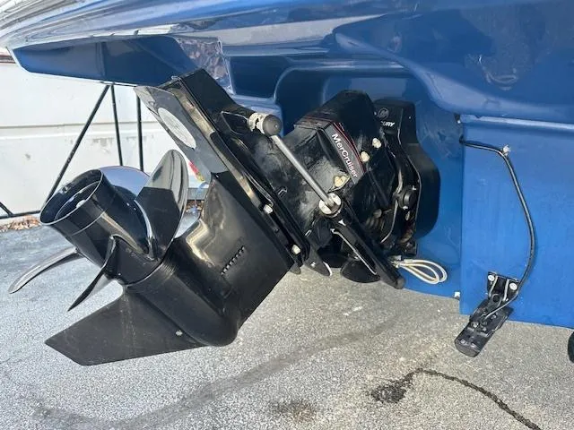 Slide: The Image of 2018 Bayliner VR6 Bowrider I/O boat engine and propeller detail. - 14