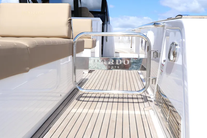 Slide: The Image of 2024 Pardo Yachts P43 deck with luxurious seating and sleek design. - 19