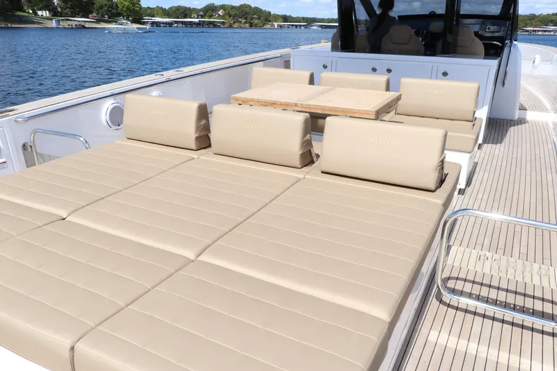 Slide: The Image of Luxurious 2024 Pardo Yachts P43 with spacious sun deck and elegant seating. - 20