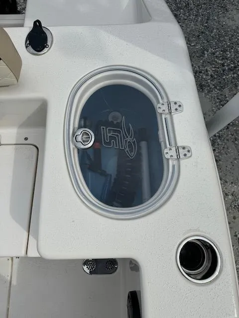 Slide: The Image of 2022 Sea Chaser 22 HFC boat livewell with clear lid and hinges. - 11