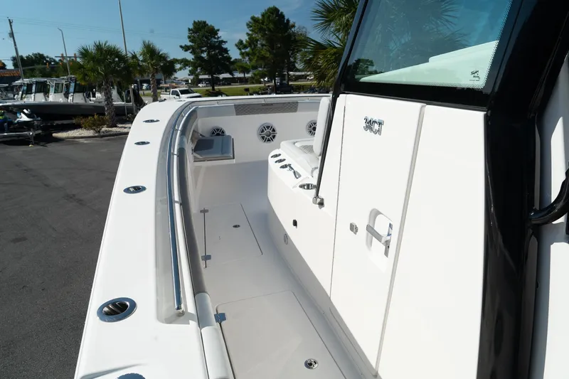 Slide: The Image of 2025 Caymas 34 CT boat deck with sleek design and modern features. - 21
