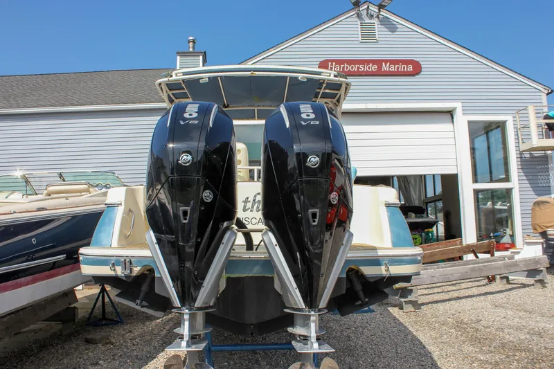 Slide: The Image of 2011 Chris-Craft Catalina 29 Sun Tender with twin Mercury V8 engines at Harborside Marina. - 1