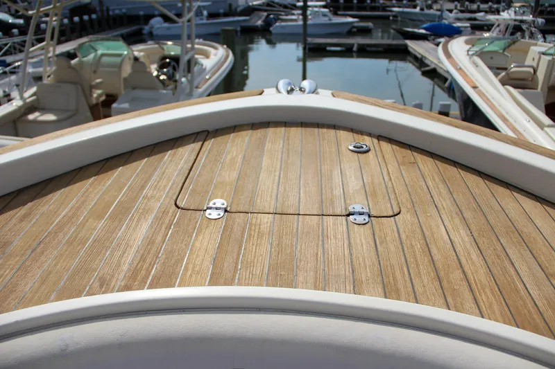 Slide: The Image of Chris-Craft Catalina 29 Sun Tender 2011, teak deck detail at marina. - 16