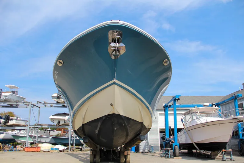 Slide: The Image of 2011 Chris-Craft Catalina 29 Sun Tender in boatyard, front view. - 33