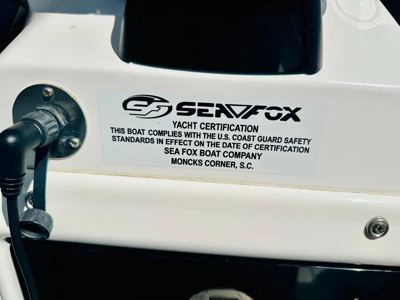 Slide: The Image of Sea Fox 328 Commander 2019 yacht certification label, U.S. Coast Guard compliant, Moncks Corner, S.C. - 16