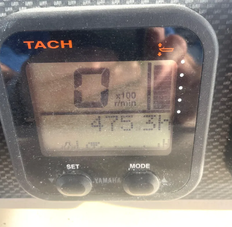 Slide: The Image of Close-up of a Yamaha tachometer on a 2008 Grady-White Open Express boat. - 17