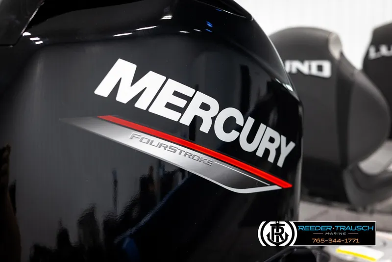 Slide: The Image of 2025 Lund Rebel XL SS with Mercury FourStroke engine, Reeder-Trausch Marine branding. - 31