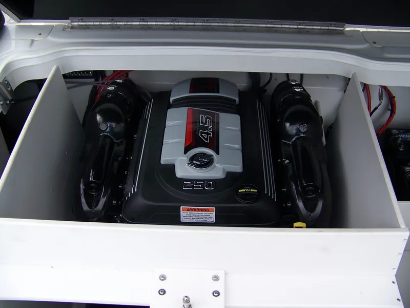 Slide: The Image of 2019 Crownline 215SS boat engine compartment with 4.5L 250 HP engine. - 7