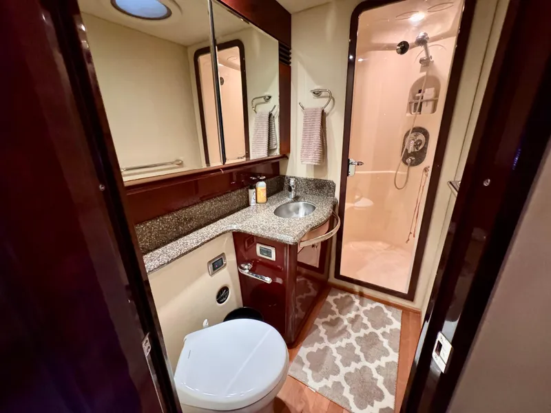 Slide: The Image of Luxurious bedroom interior of 2008 Sea Ray 58 Sedan Bridge yacht. - 12