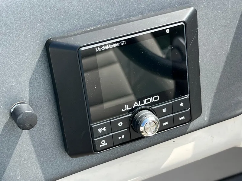 Slide: The Image of JL Audio MediaMaster 50 control panel on 2020 Harris FloteBote H SOL 250 CWDH TT. - 27