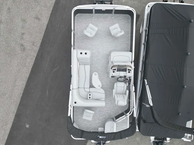 Slide: The Image of 2024 Bennington 20 SVF pontoon boat, aerial view of interior layout. - 3