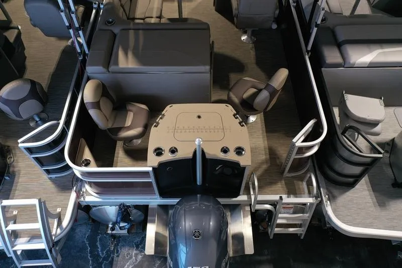 Slide: The Image of 2023 Bennington 22 SS pontoon boat interior with seating and helm station. - 13