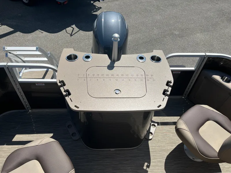 Slide: The Image of 2023 Bennington 22 SXFAPG boat deck with seating and control panel. - 11