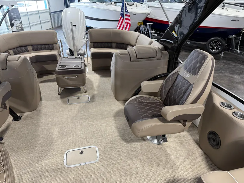 Slide: The Image of Luxurious interior of 2024 Bennington 28 QXFBAX1 boat with plush seating and modern design. - 23