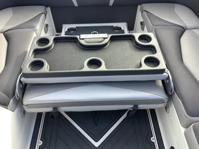 Slide: The Image of 2017 Supra SA 450 boat interior with cup holders and seating. - 46