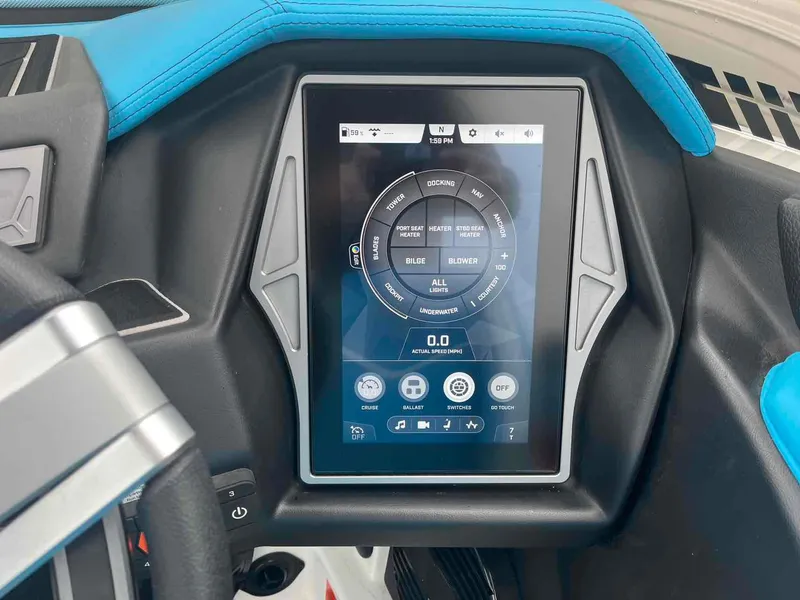 Slide: The Image of 2023 Tigé 25ZX boat touchscreen dashboard with control interface. - 13