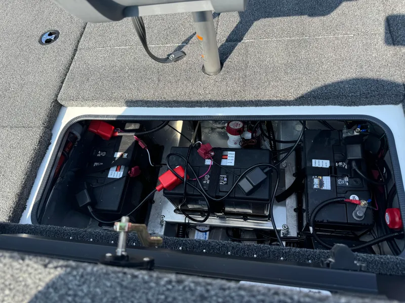 Slide: The Image of Vexus AVX 1880 2025 boat battery compartment with wiring and components. - 40