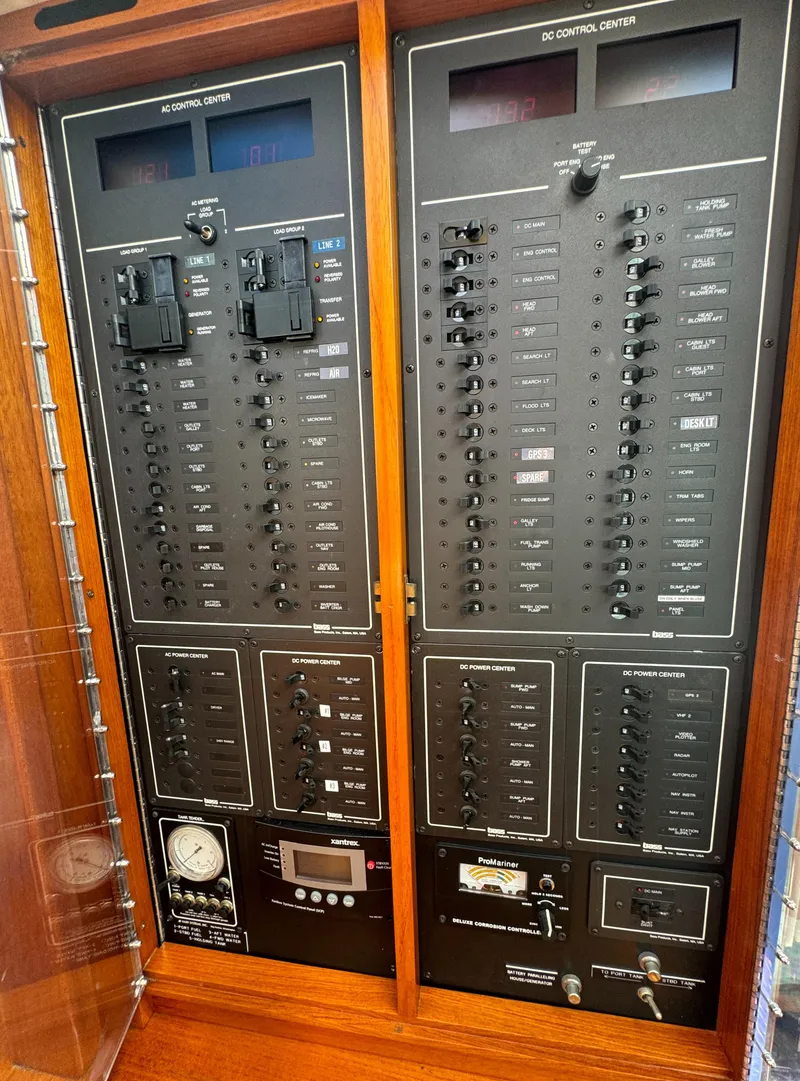 Slide: The Image of Electrical control panel on a 2003 Dettling 51 Express Cruiser yacht. - 35