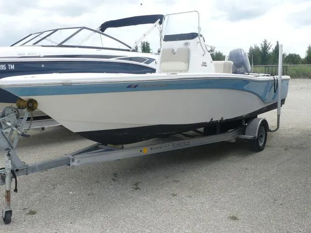 Slide: The Image of 2016 Sea Fox 200 Viper boat on trailer, parked outdoors. - 1