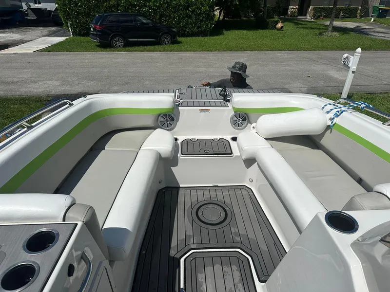 Slide: The Image of 2022 Starcraft SVX 191 OB boat interior with spacious seating and modern design. - 18