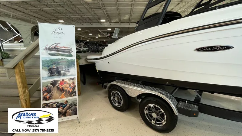 Slide: The Image of 2023 Sea Ray SPX 190 boat on display at Marine Center Indiana showroom. - 13