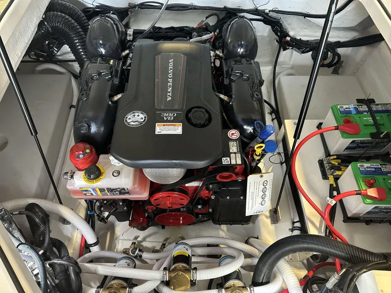 Slide: The Image of Engine compartment of 2025 Cobalt R4 Surf with Volvo Penta 380 V8 engine. - 18