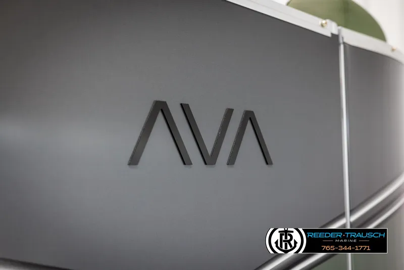 Slide: The Image of 2025 Avalon LSZ CRB boat with sleek design and logo detail. - 46