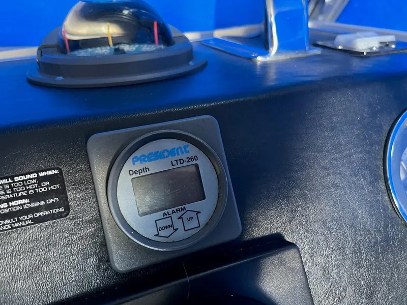 Slide: The Image of Depth gauge on 1968 Chris-Craft COMMANDER 27 boat dashboard. - 14