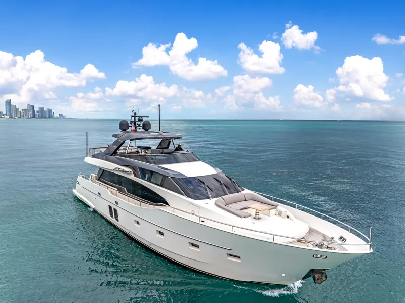 Slide: The Image of Luxurious 2018 Sanlorenzo SL78 yacht cruising on clear blue waters. - 2