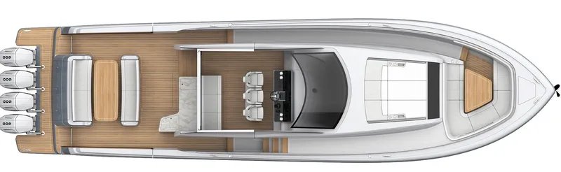 Slide: The Image of 2025 Valhalla V-55 Sport Yacht, top view, showcasing sleek design and spacious deck layout. - 4