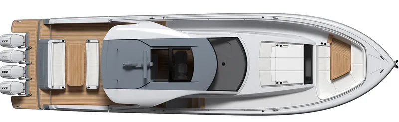 Slide: The Image of 2025 Valhalla Boatworks V-55 Sport Yacht, top view, showcasing sleek design and powerful engines. - 5