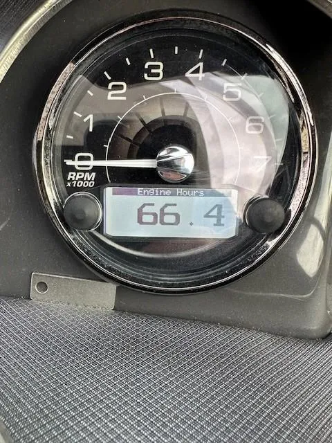 Slide: The Image of Close-up of 2019 Monterey 298 Super Sport tachometer showing 66.4 engine hours. - 17