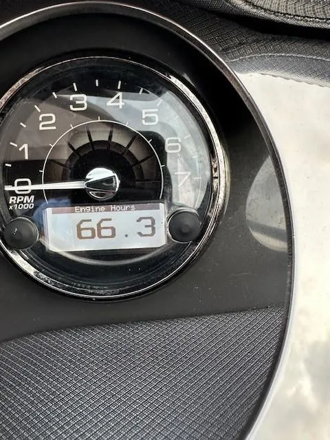 Slide: The Image of Close-up of 2019 Monterey 298 Super Sport tachometer showing 66.3 engine hours. - 18