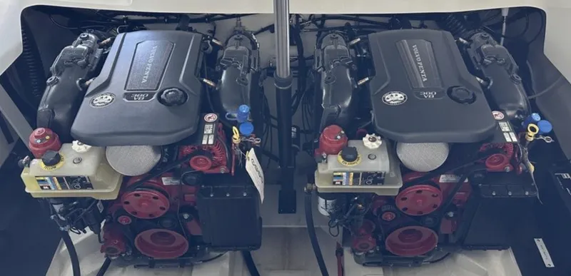 Slide: The Image of Twin engines in a 2022 Cobalt R30 boat, showcasing powerful marine performance. - 18