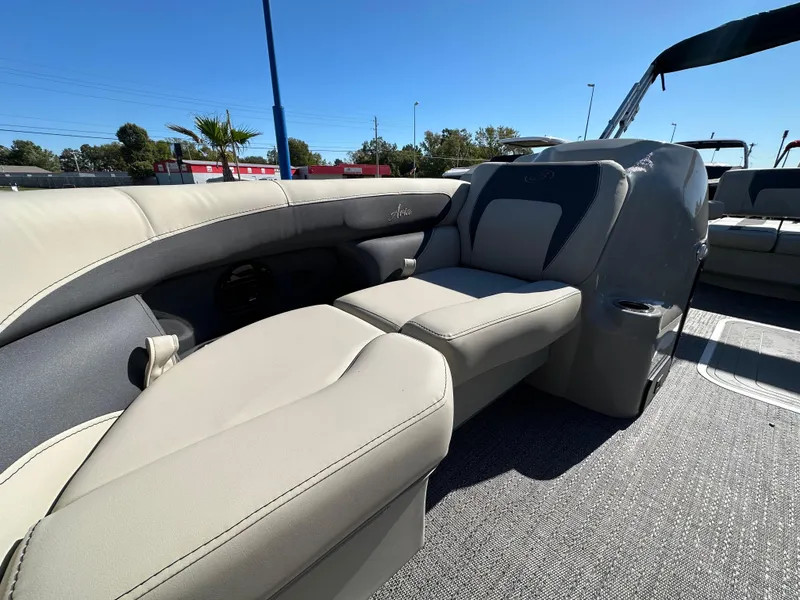 Slide: The Image of 2024 Barletta A20UC boat interior with luxurious seating and modern design. - 20