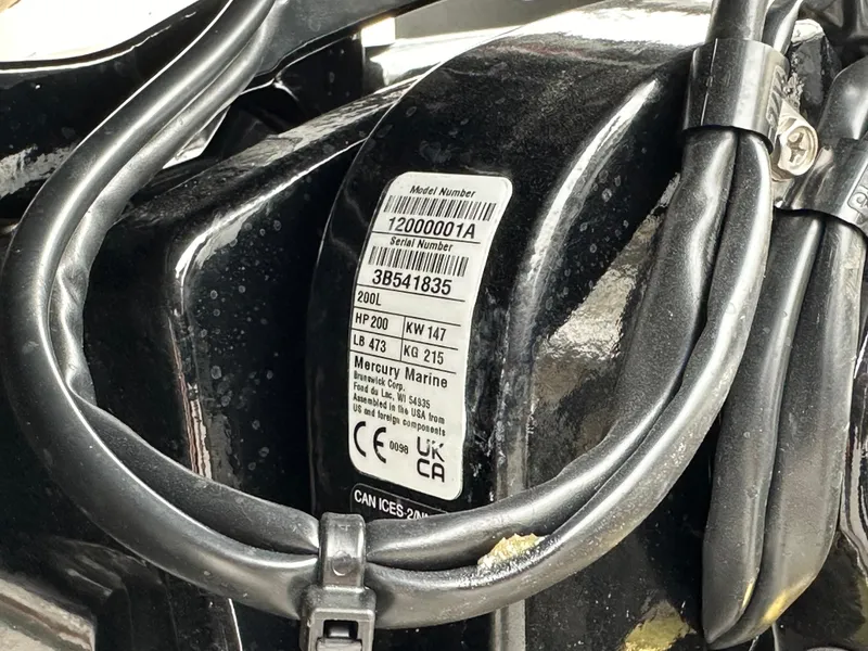 Slide: The Image of Close-up of a Mercury Marine engine label on a 2025 Barletta A22UC. - 24