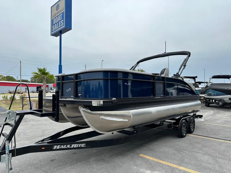 Slide: The Image of 2025 Barletta A22UC pontoon boat on trailer at Arrowhead Boat Sales. - 4