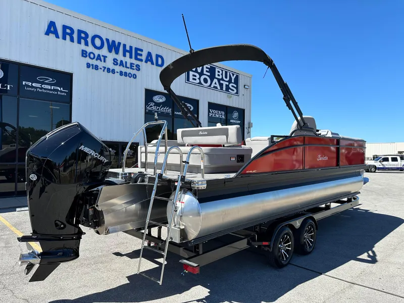 Slide: The Image of 2025 Barletta A24UC pontoon boat at Arrowhead Boat Sales dealership. - 7