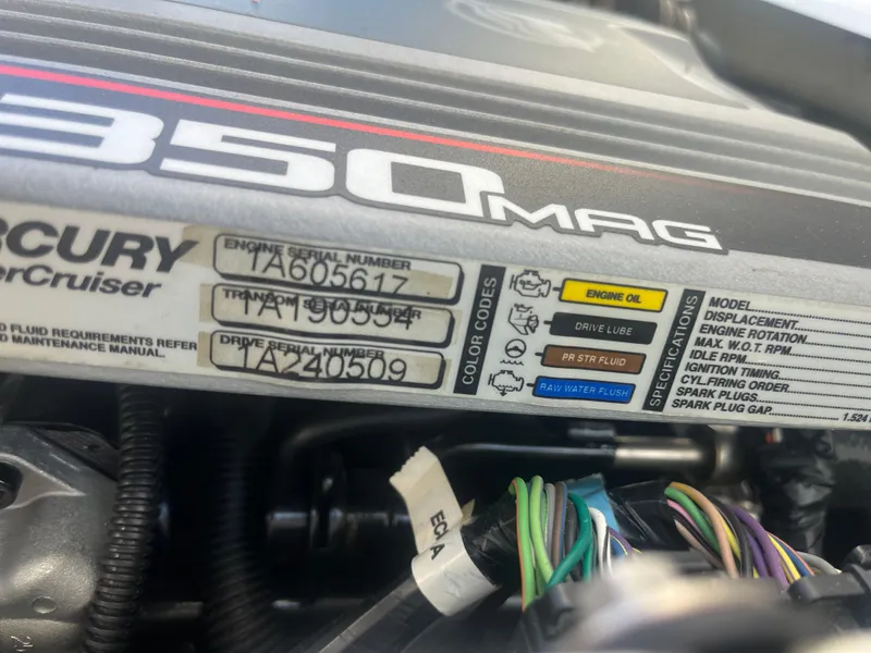 Slide: The Image of Mercury MerCruiser 350 MAG engine details on a 2010 Chaparral 226 boat. - 21